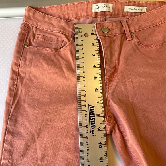 Jessica Simpson Rolled Crop Skinny Jeans size 4/27 Pink Mid Rise Stretch - Picture 6 of 11